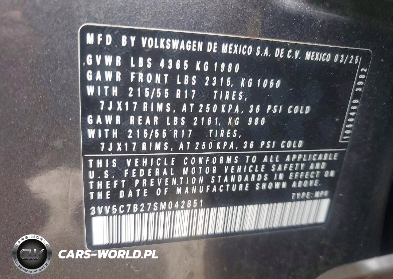 2025 Volkswagen Taos S VIN:3VV5C7B27SM042851 - 13