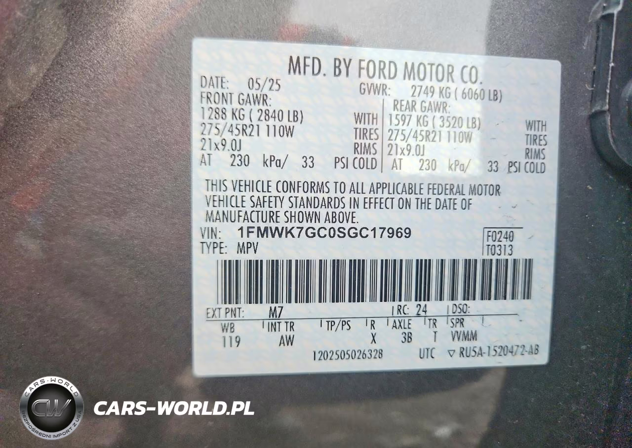 2025 Ford Explorer St VIN:1FMWK7GC0SGC17969 - 14