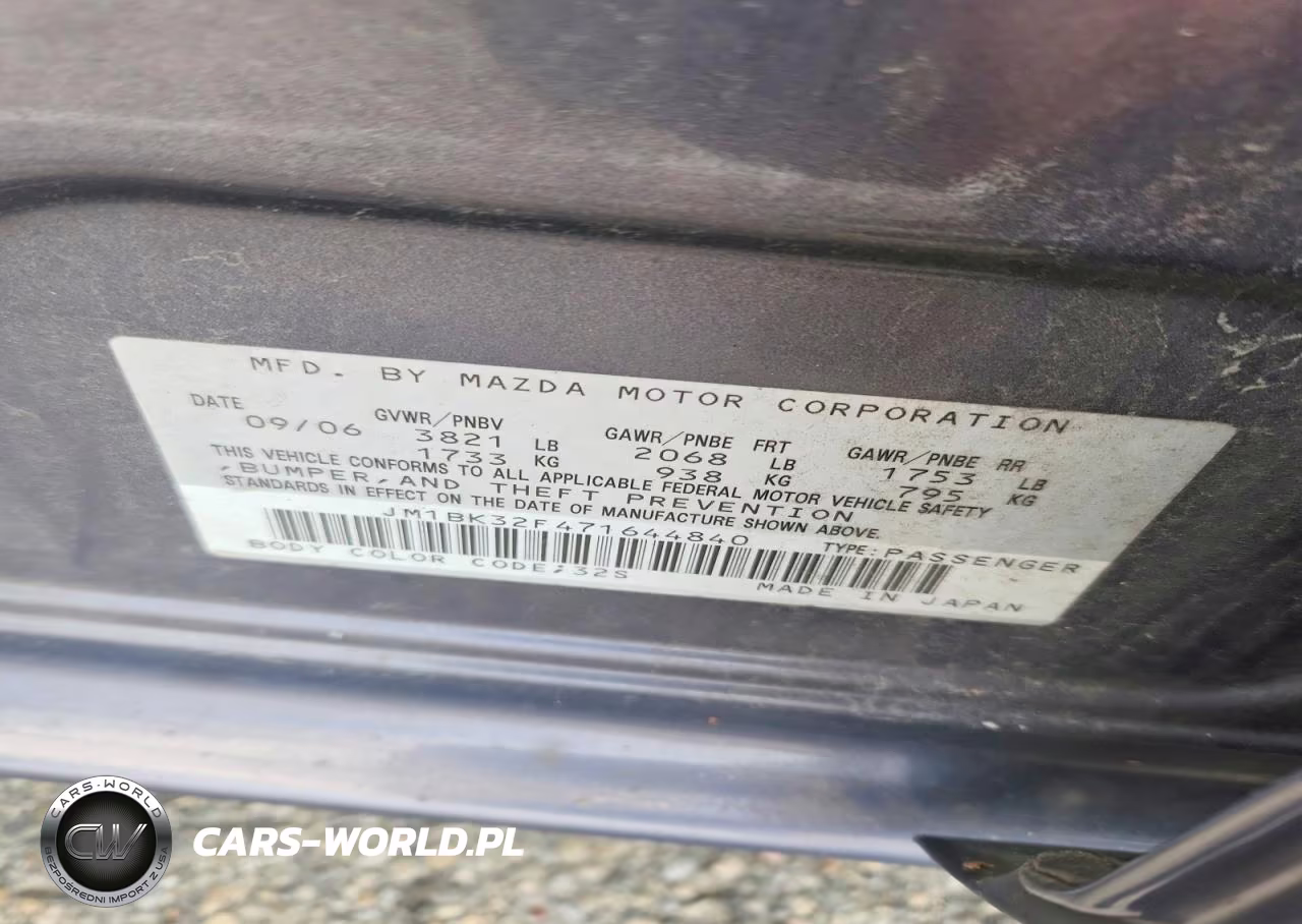 2007 Mazda 3 I VIN:JM1BK32F471644840 - 12