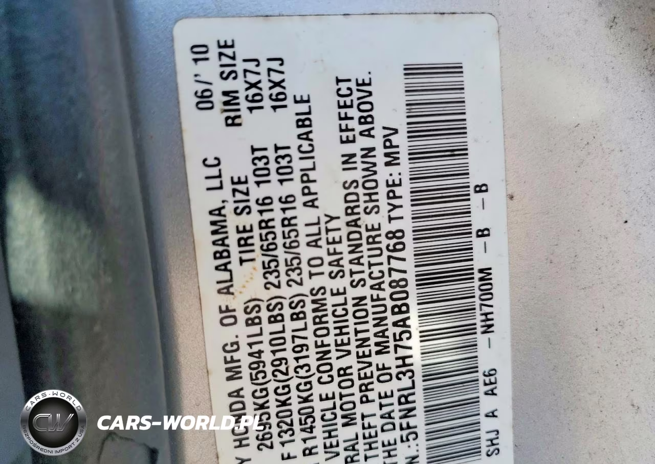 2010 Honda Odyssey Exl VIN:5FNRL3H75AB087768 - 13