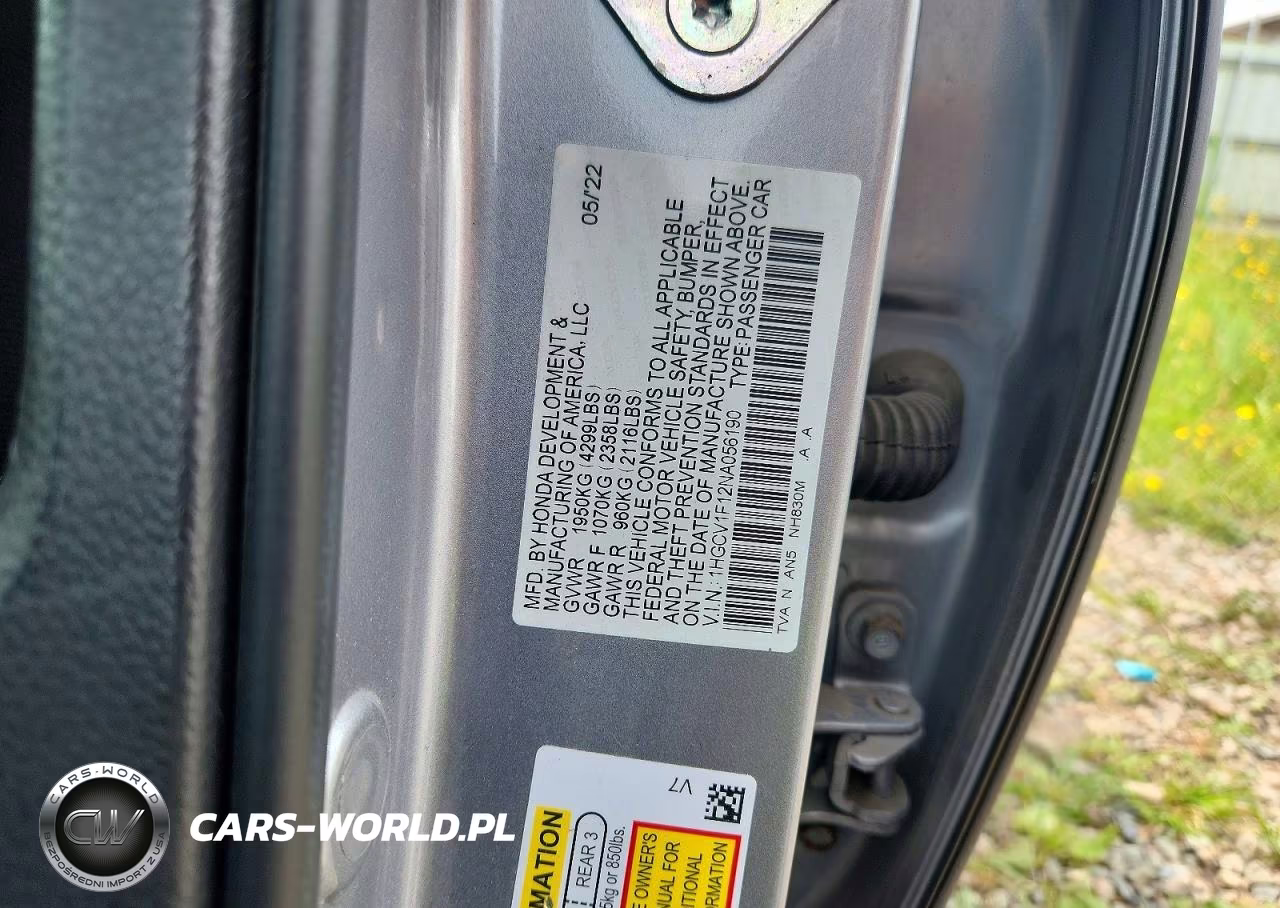 2022 Honda Accord Lx VIN:1HGCV1F12NA056190 - 12