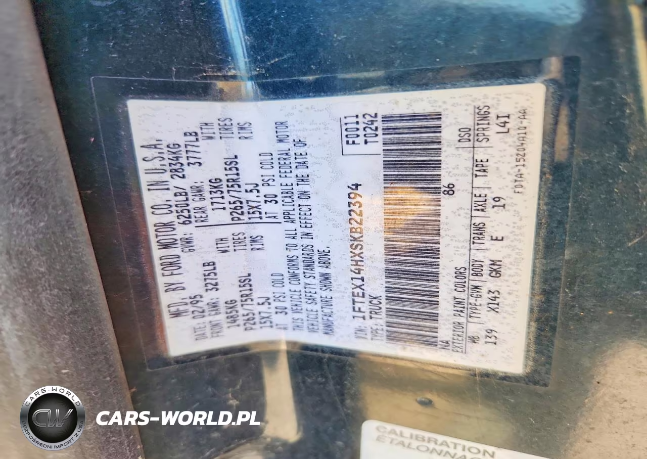 1995 Ford F150 VIN:1FTEX14HXSKB22394 - 12