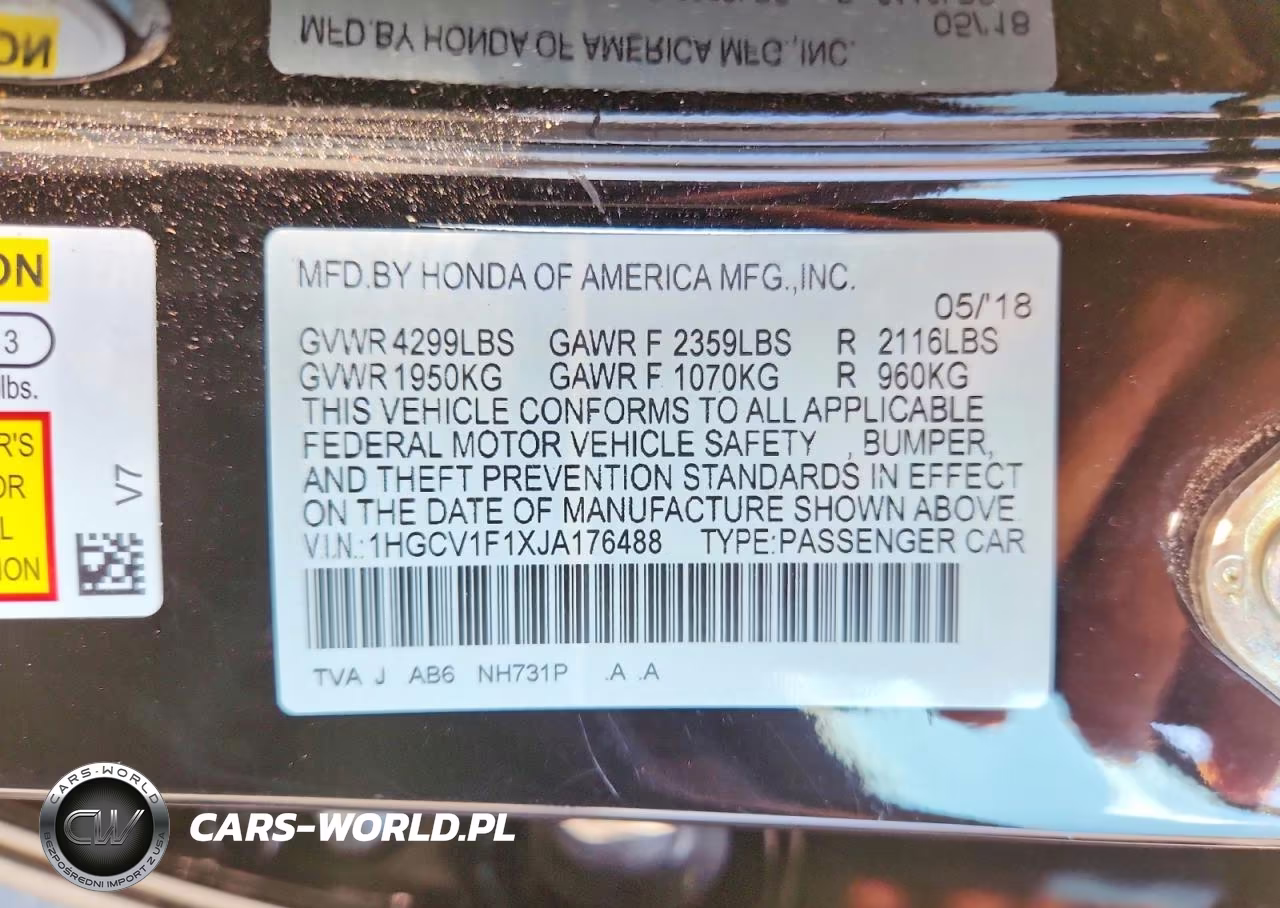 2018 Honda Accord Lx VIN:1HGCV1F1XJA176488 - 12