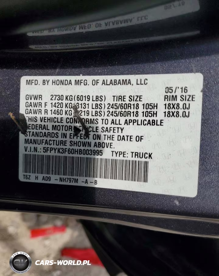 2017 Honda Ridgeline Rtl VIN:5FPYK3F60HB003995 - 12