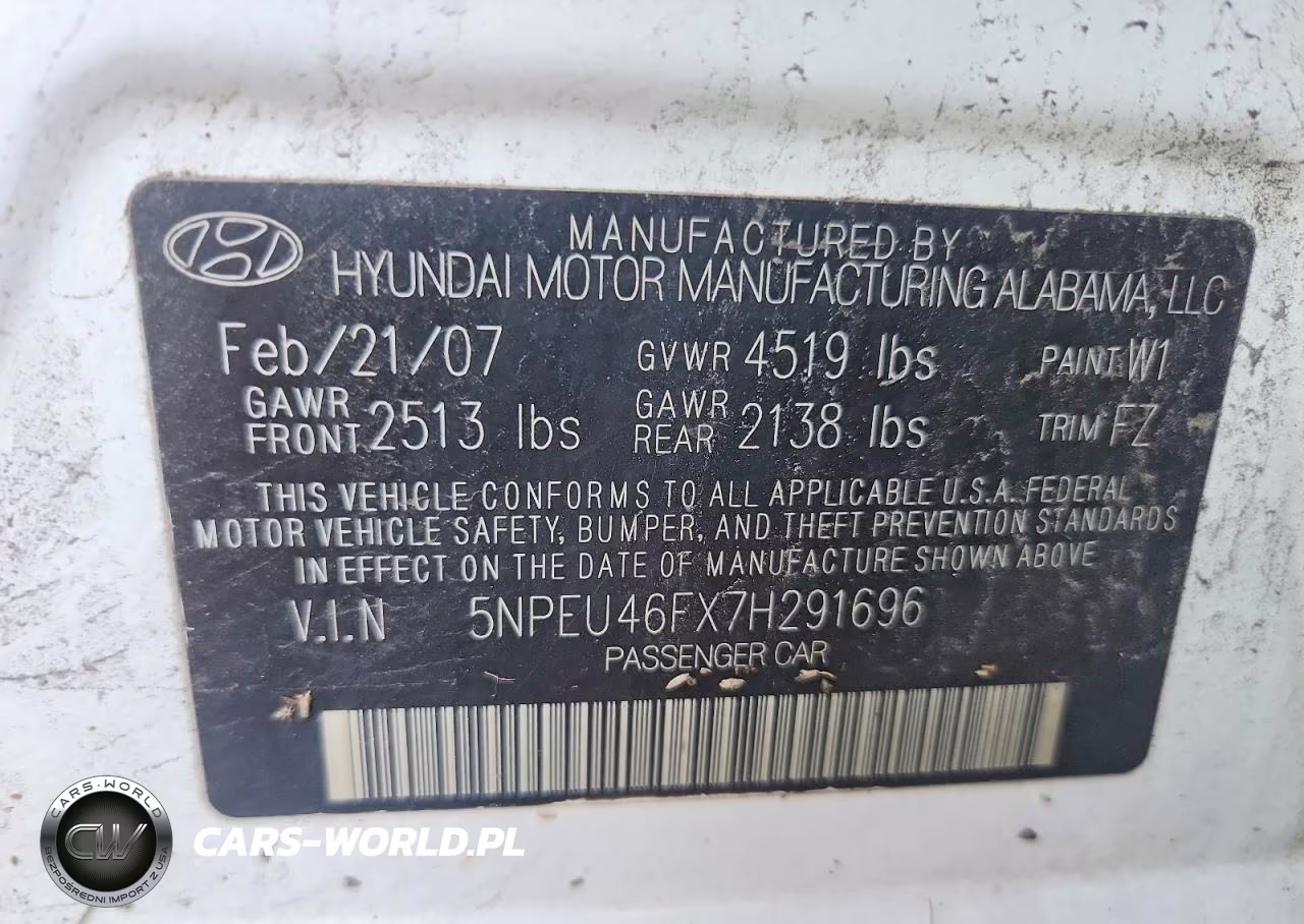 2007 Hyundai Sonata Se VIN:5NPEU46FX7H291696 - 13