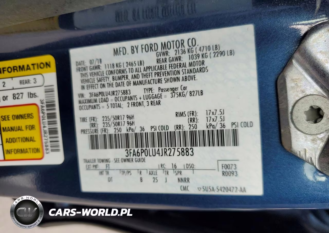 2018 Ford Fusion Se Hybrid VIN:3FA6P0LU4JR275883 - 12