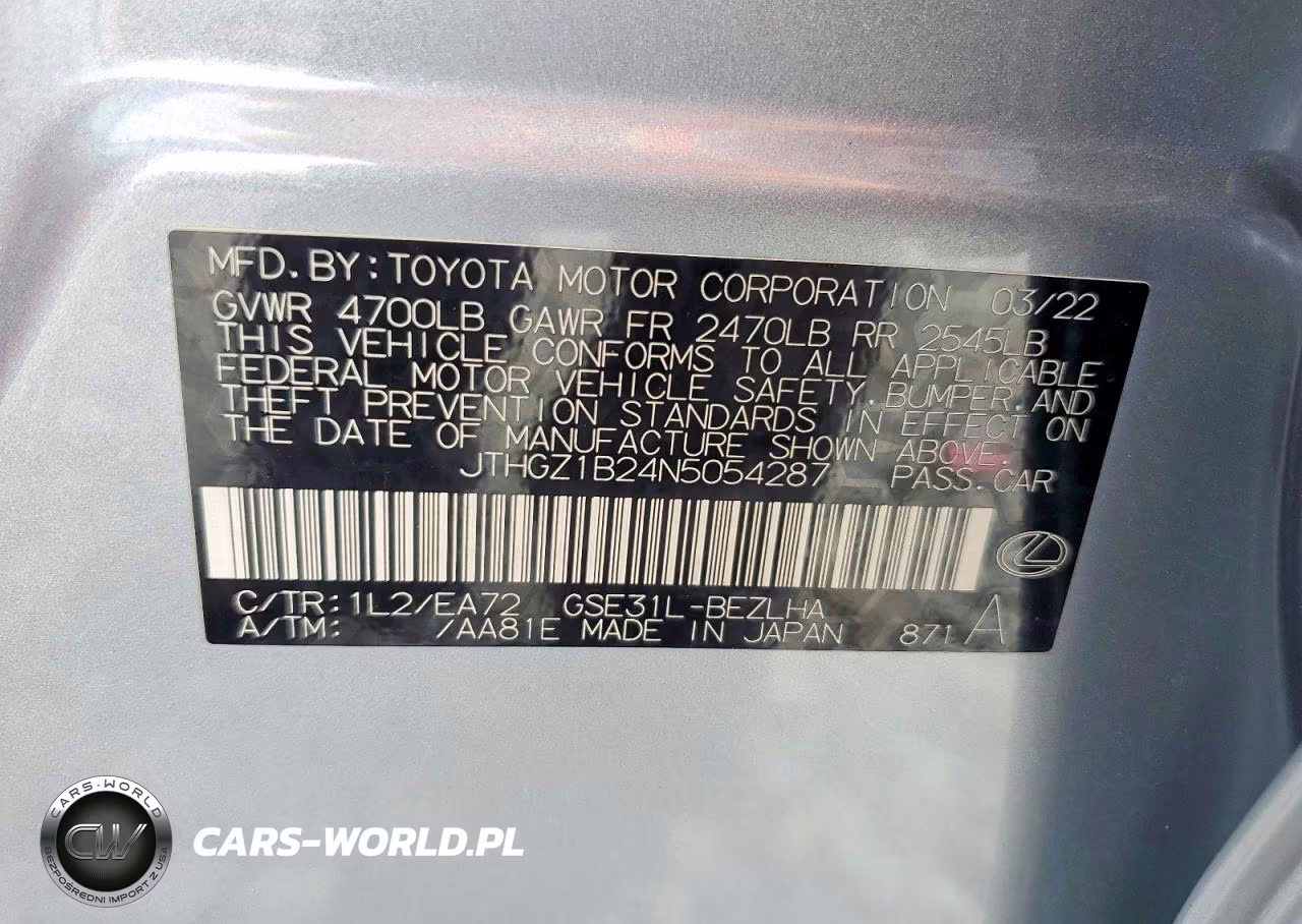 2022 Lexus Is 350 F Sport VIN:JTHGZ1B24N5054287 - 13