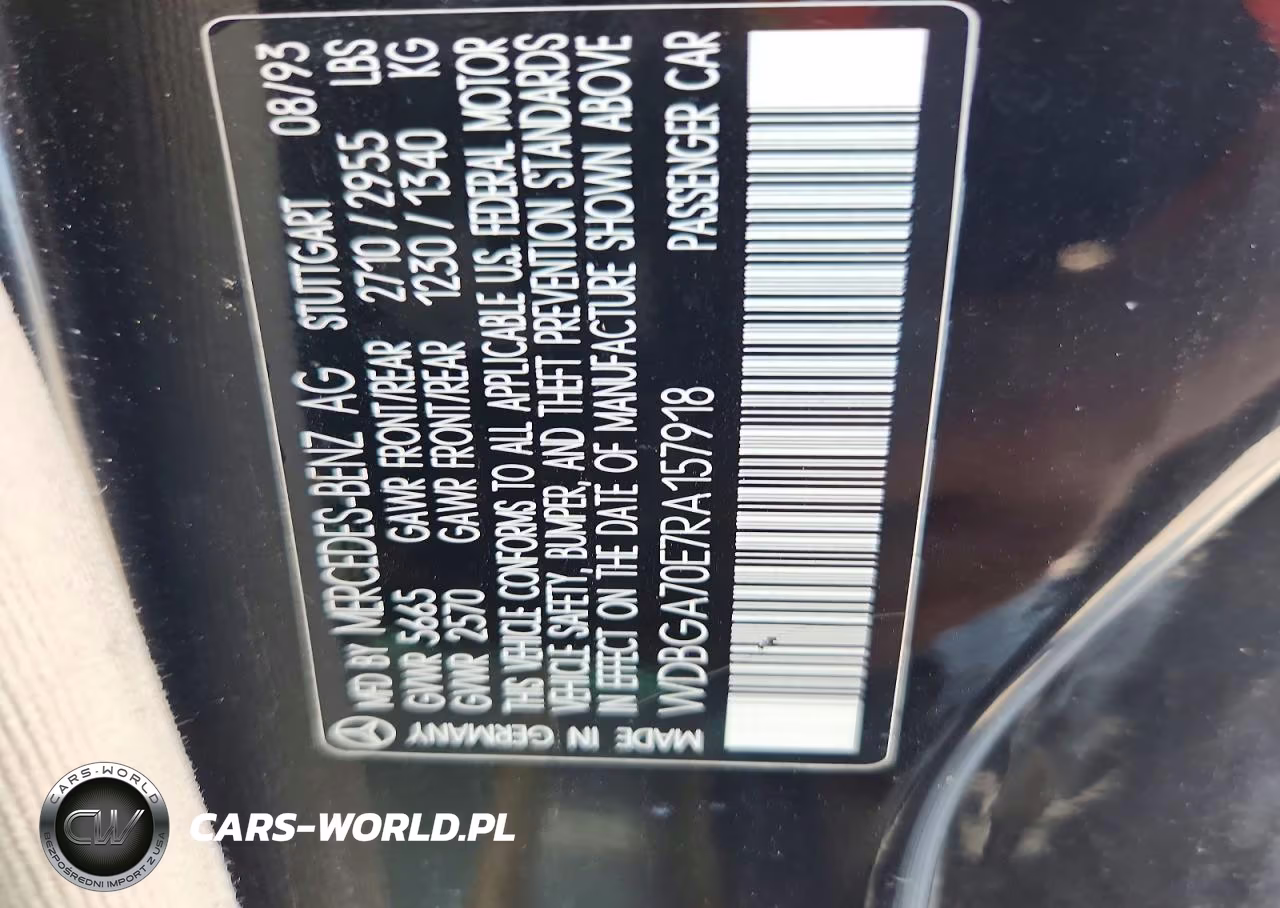 1994 Mercedes-Benz S 500 VIN:WDBGA70E7RA157918 - 12