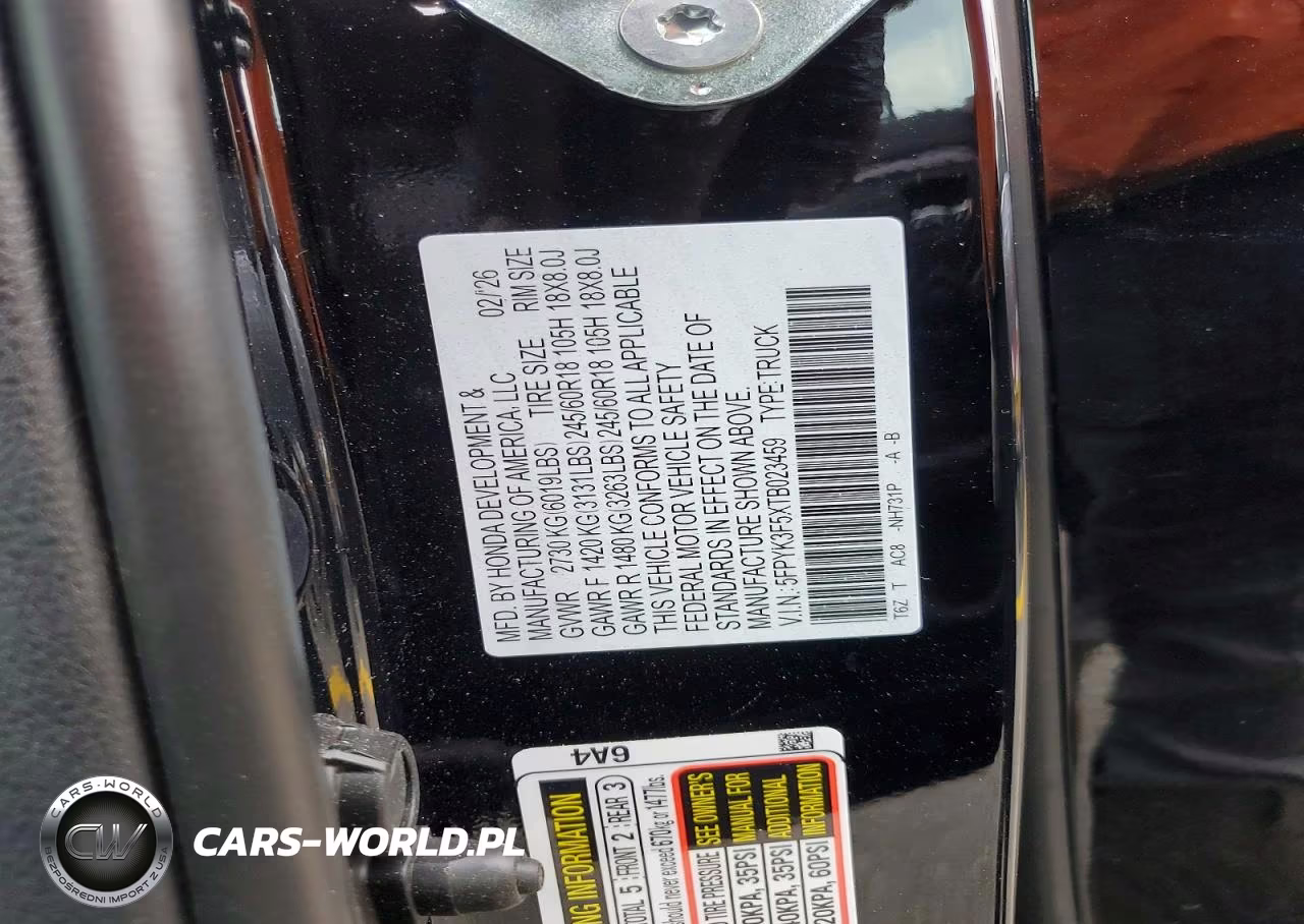 2026 Honda Ridgeline Rtl VIN:5FPYK3F5XTB023459 - 12