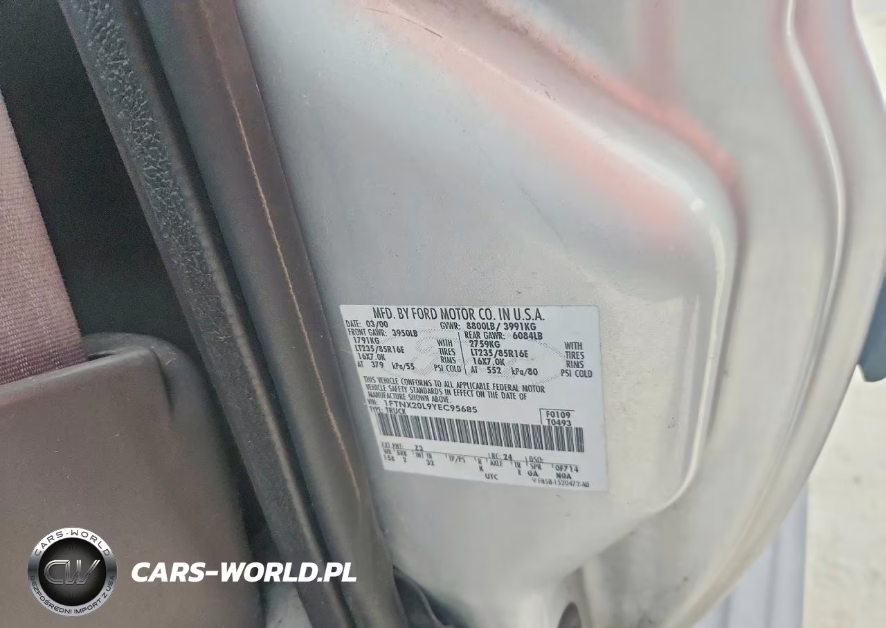2000 Ford F250 Super Duty VIN:1FTNX20L9YEC95685 - 12