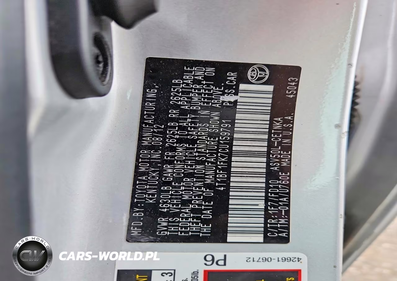 2012 Toyota Camry Le VIN:4T1BF1FK7CU159791 - 12