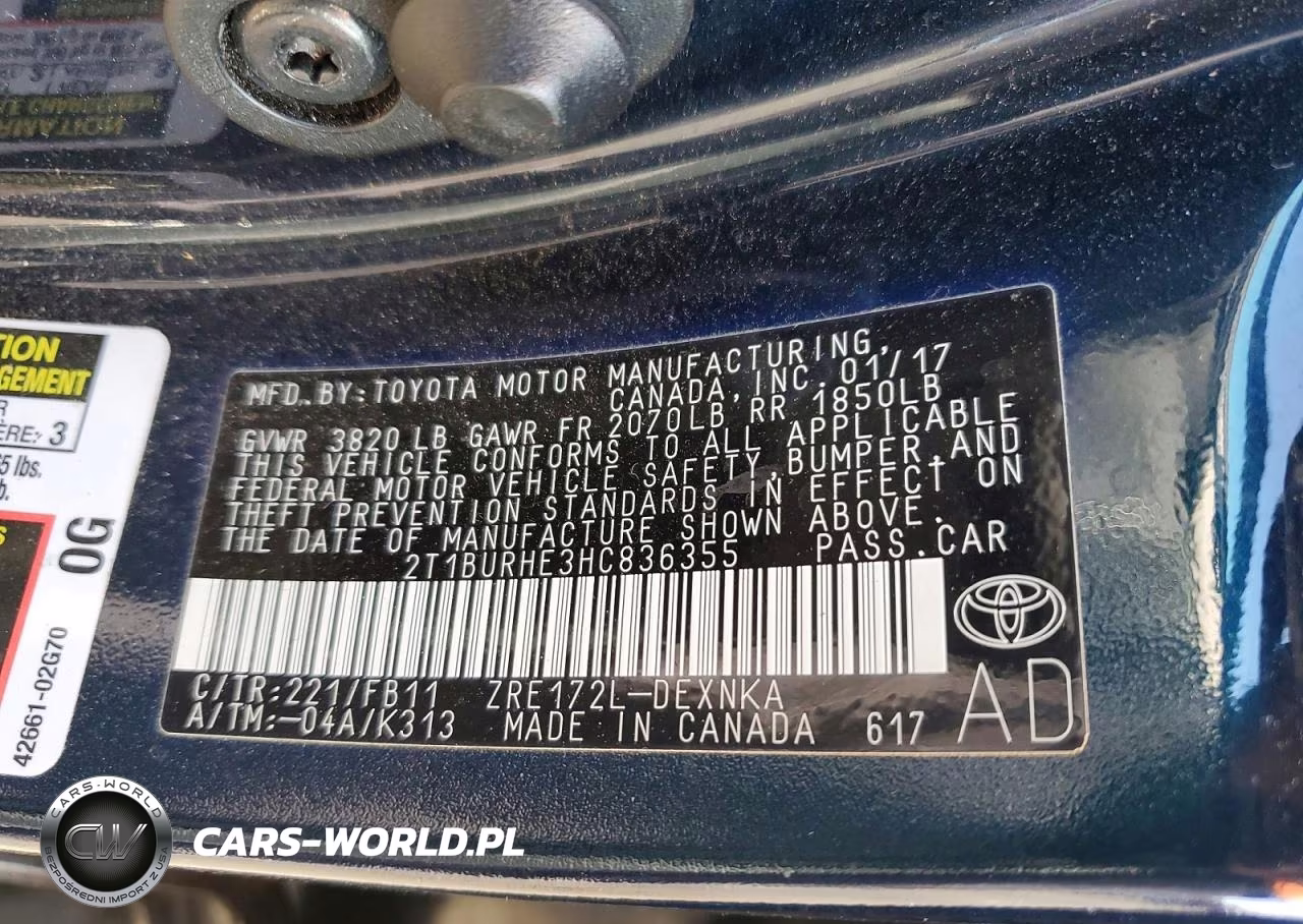 2017 Toyota Corolla Le VIN:2T1BURHE3HC836355 - 12