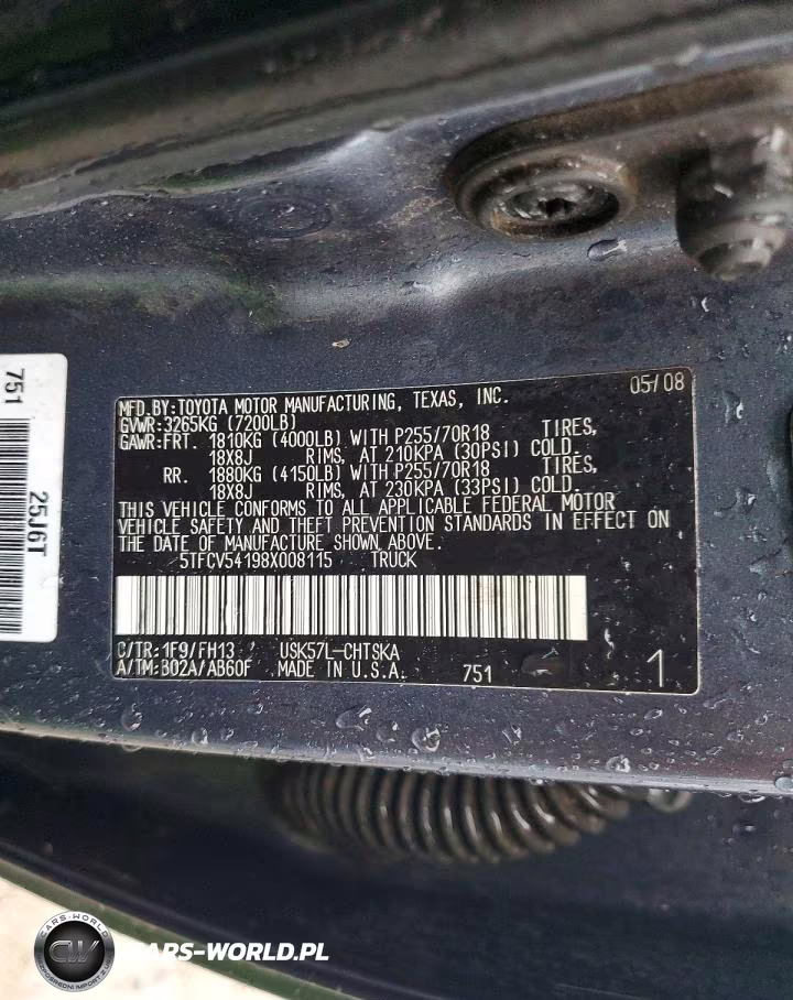 2008 Toyota Tundra Grade VIN:5TFCV54198X008115 - 12