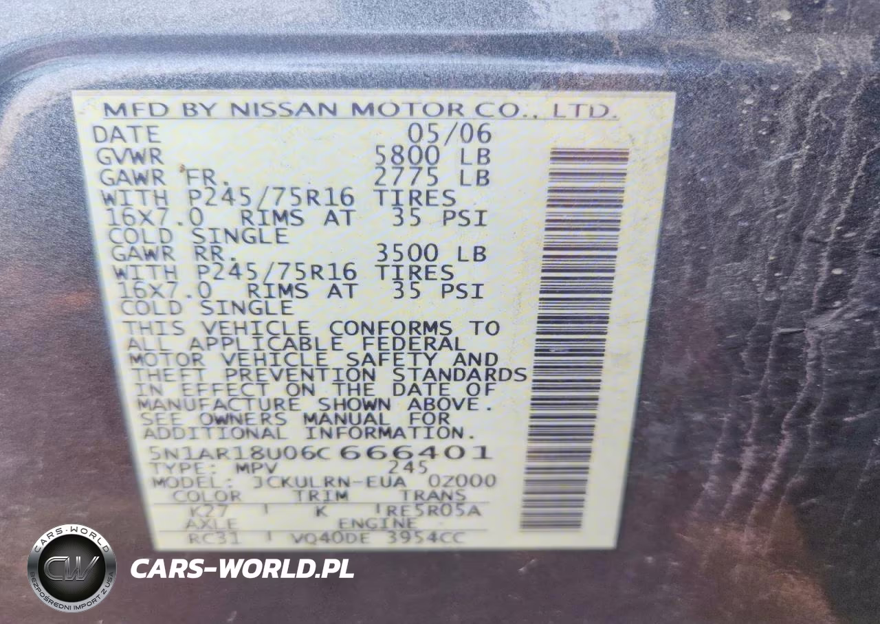2006 Nissan Pathfinder S VIN:5N1AR18U06C666401 - 13