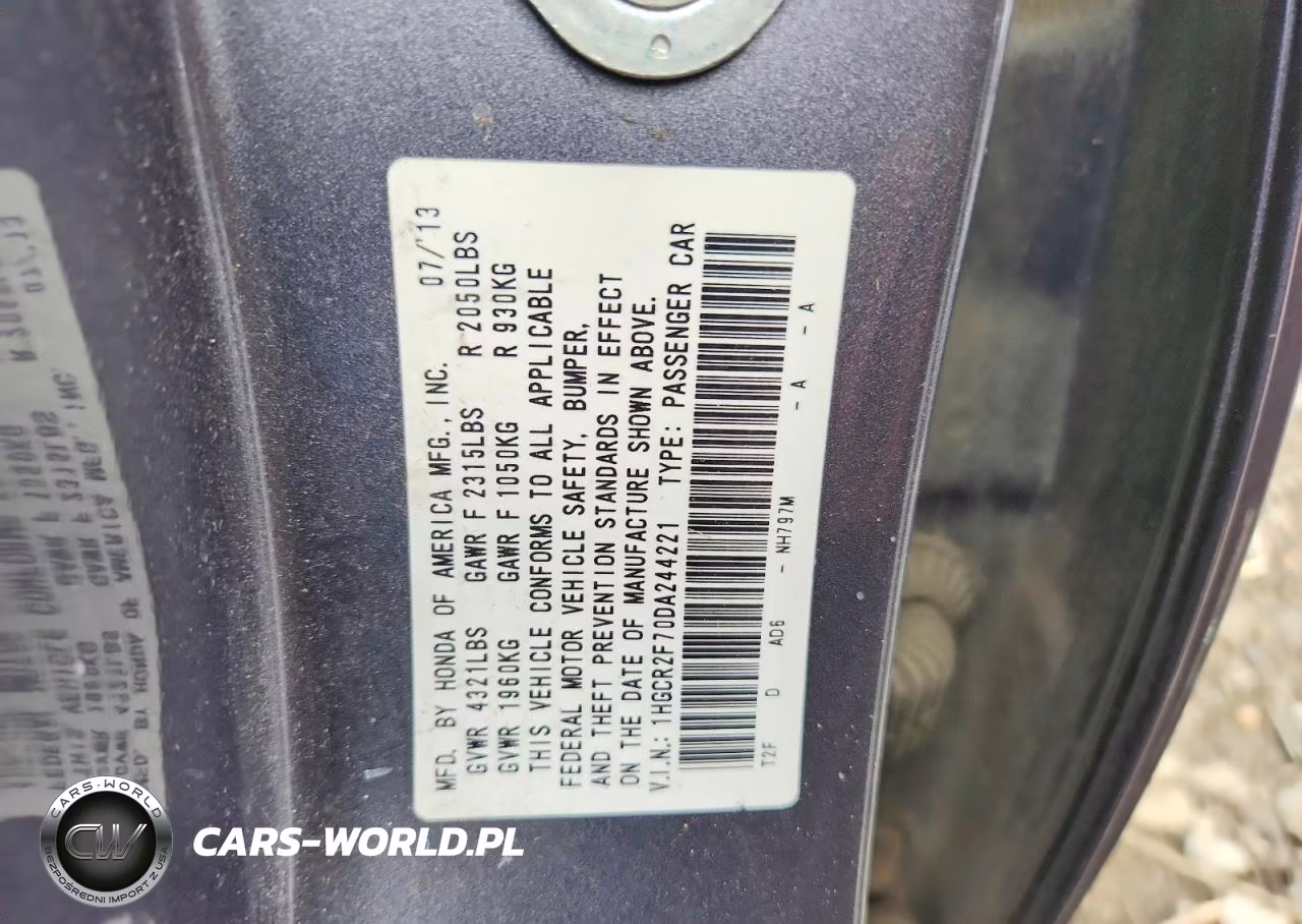 2013 Honda Accord Ex VIN:1HGCR2F70DA244221 - 12