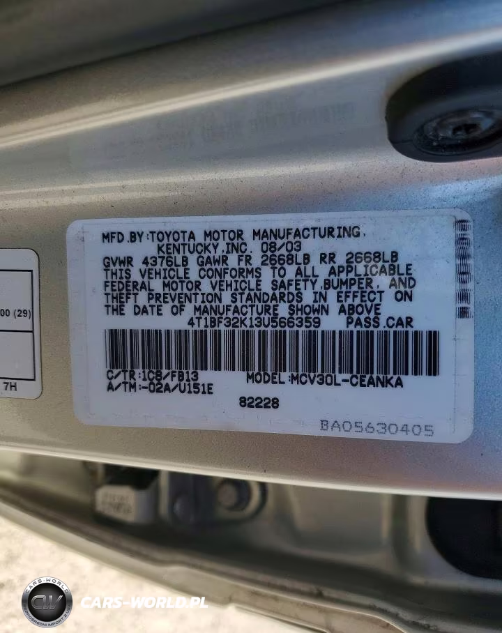 2003 Toyota Camry Le V6 VIN:4T1BF32K13U566359 - 12