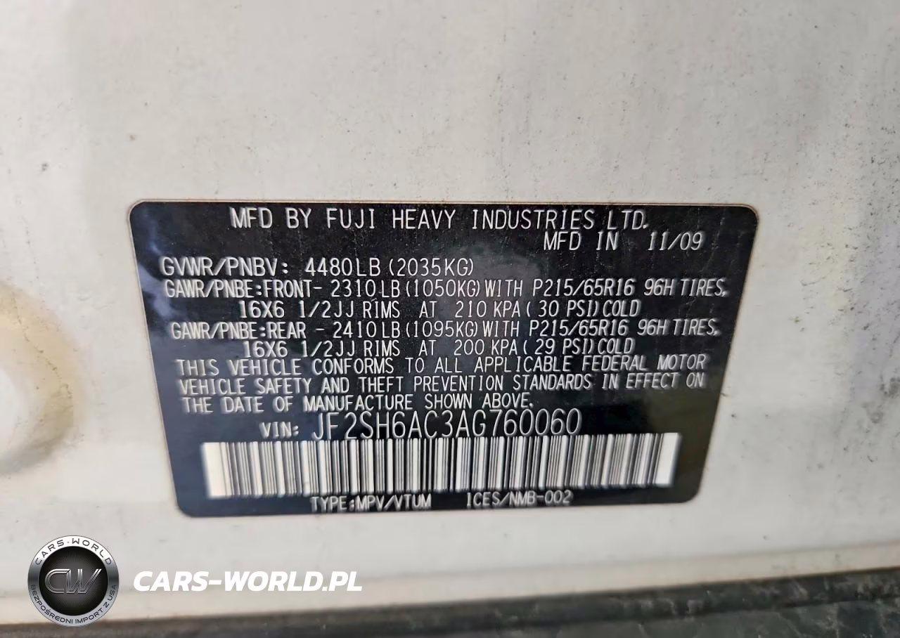 2010 Subaru Forester 2.5X VIN:JF2SH6AC3AG760060 - 12