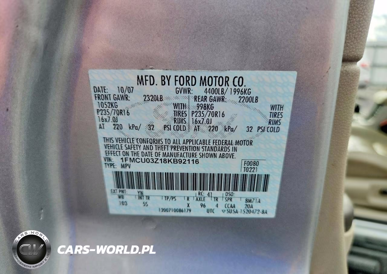 2008 Ford Escape Xlt VIN:1FMCU03Z18KB92116 - 13