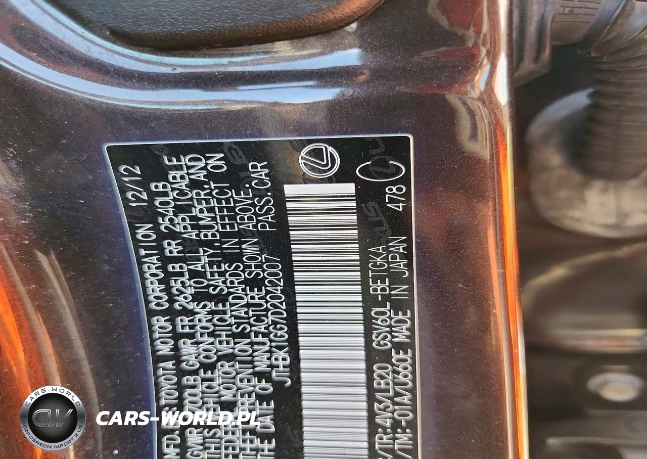 2013 Lexus Es 350 VIN:JTHBK1GG7D2042007 - 12