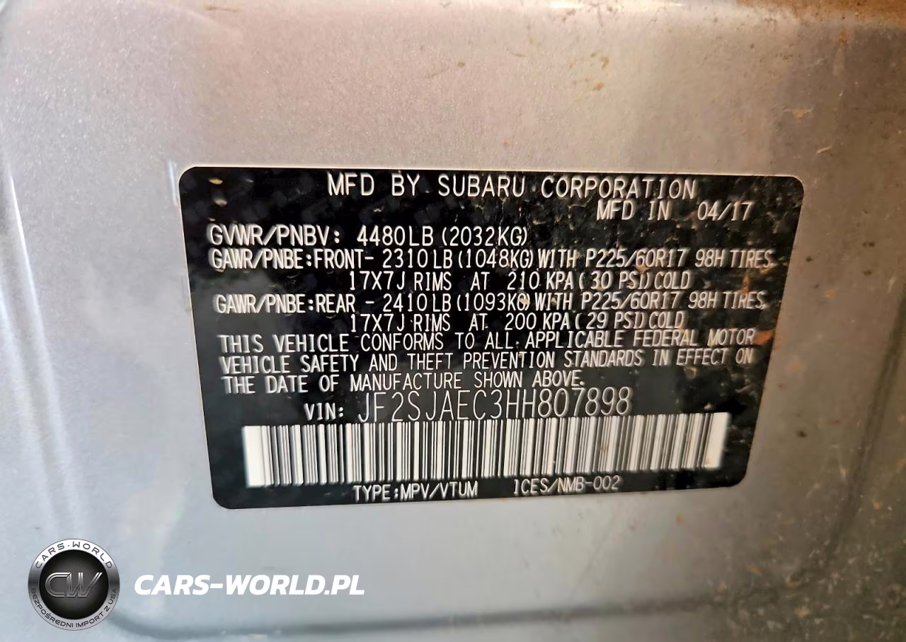 2017 Subaru Forester 2.5I Premium VIN:JF2SJAEC3HH807898 - 13