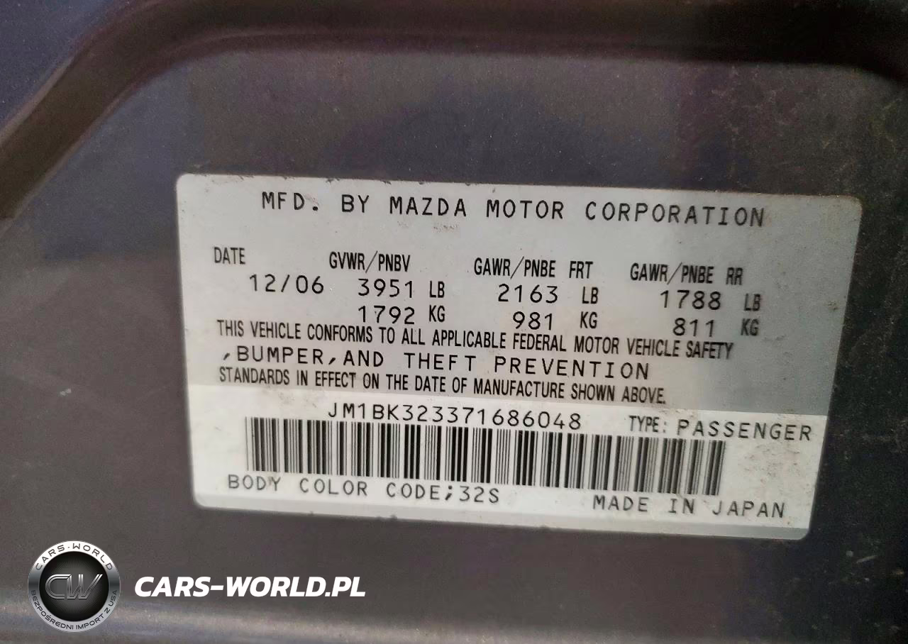 2007 Mazda 3 S VIN:JM1BK323371686048 - 12