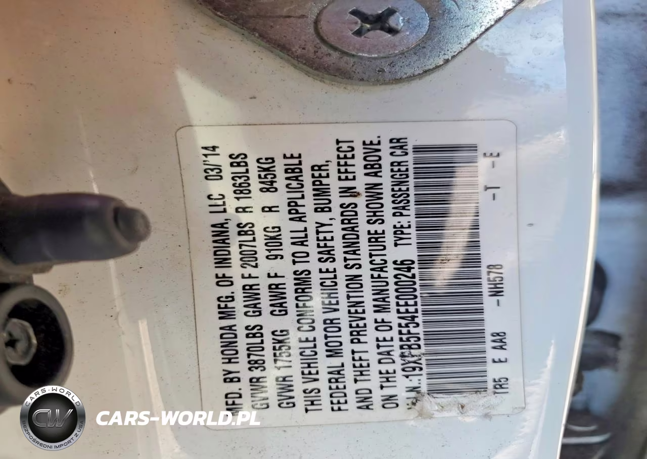 2014 Honda Civic Natural Gas VIN:19XFB5F54EE000246 - 12