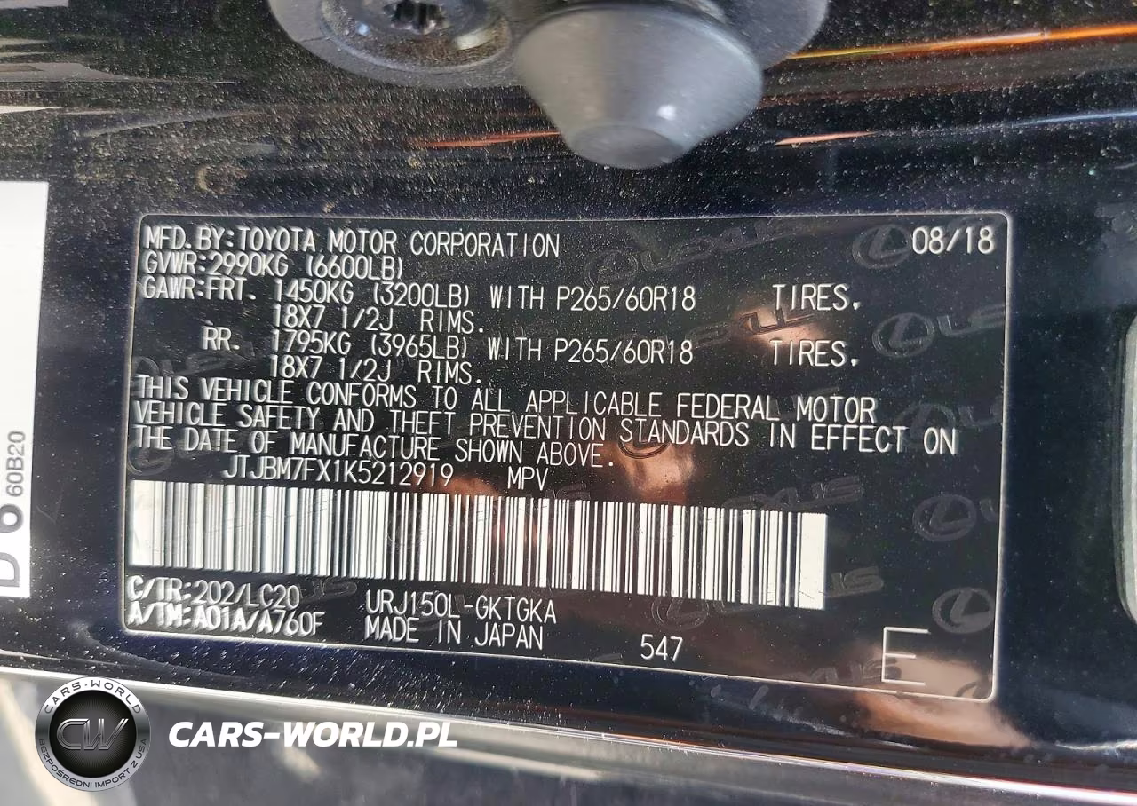 2019 Lexus Gx 460 VIN:JTJBM7FX1K5212919 - 13