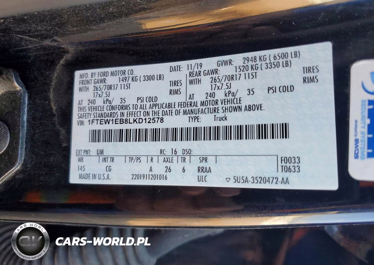 2020 Ford F150 Supercrew VIN:1FTEW1EB8LKD12578 - 12