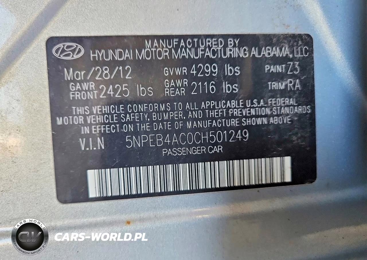 2012 Hyundai Sonata Gls VIN:5NPEB4AC0CH501249 - 12