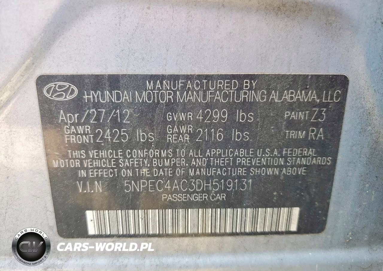 2013 Hyundai Sonata Limited VIN:5NPEC4AC3DH519131 - 12