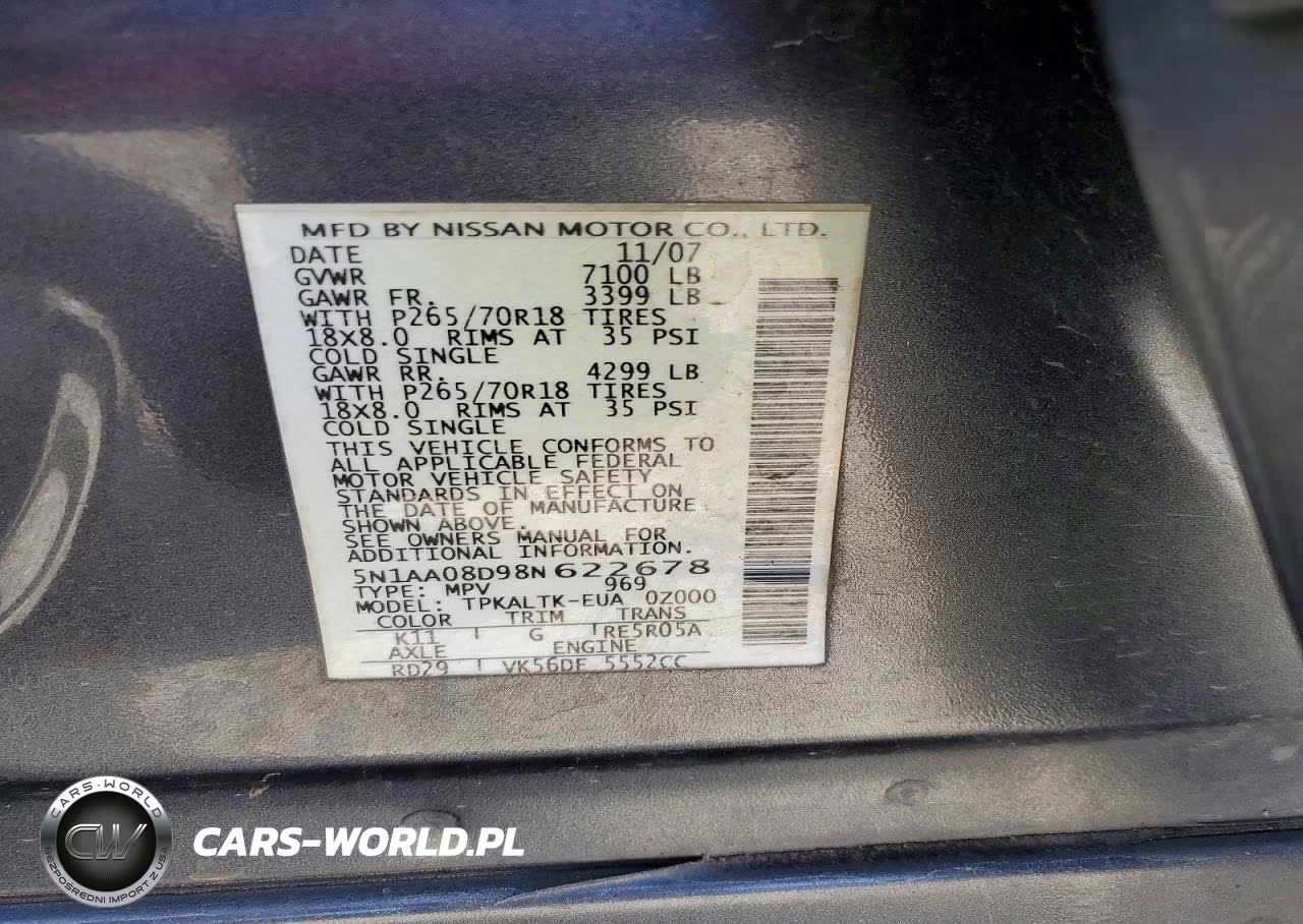 2008 Nissan Armada Se VIN:5N1AA08D98N622678 - 14
