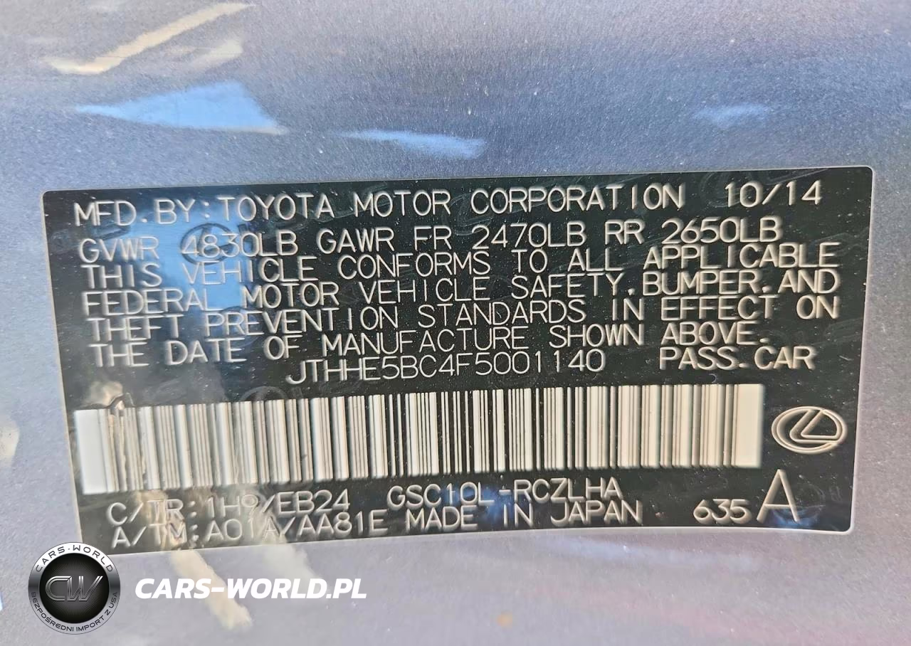 2015 Lexus Rc 350 VIN:JTHHE5BC4F5001140 - 13