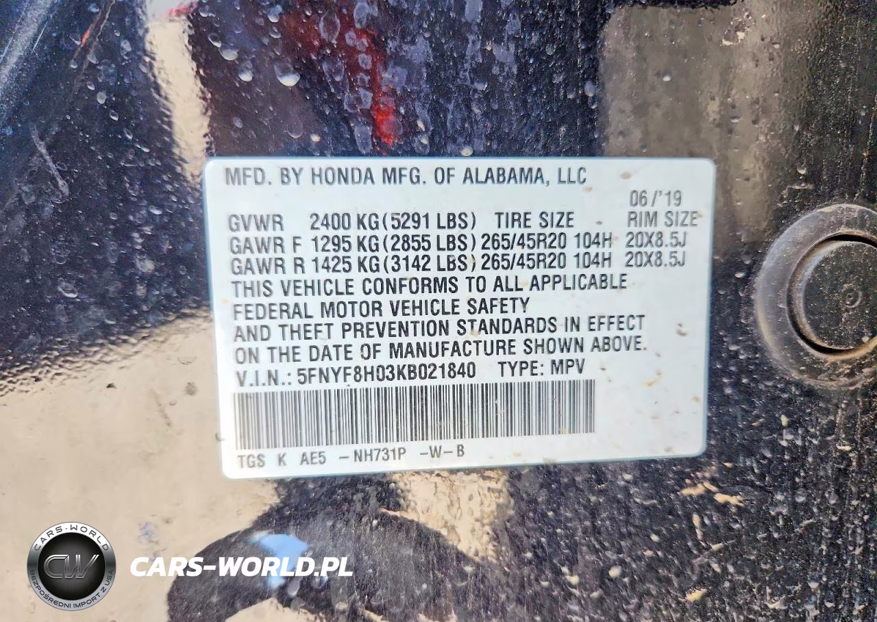 2019 Honda Passport Elite VIN:5FNYF8H03KB021840 - 13
