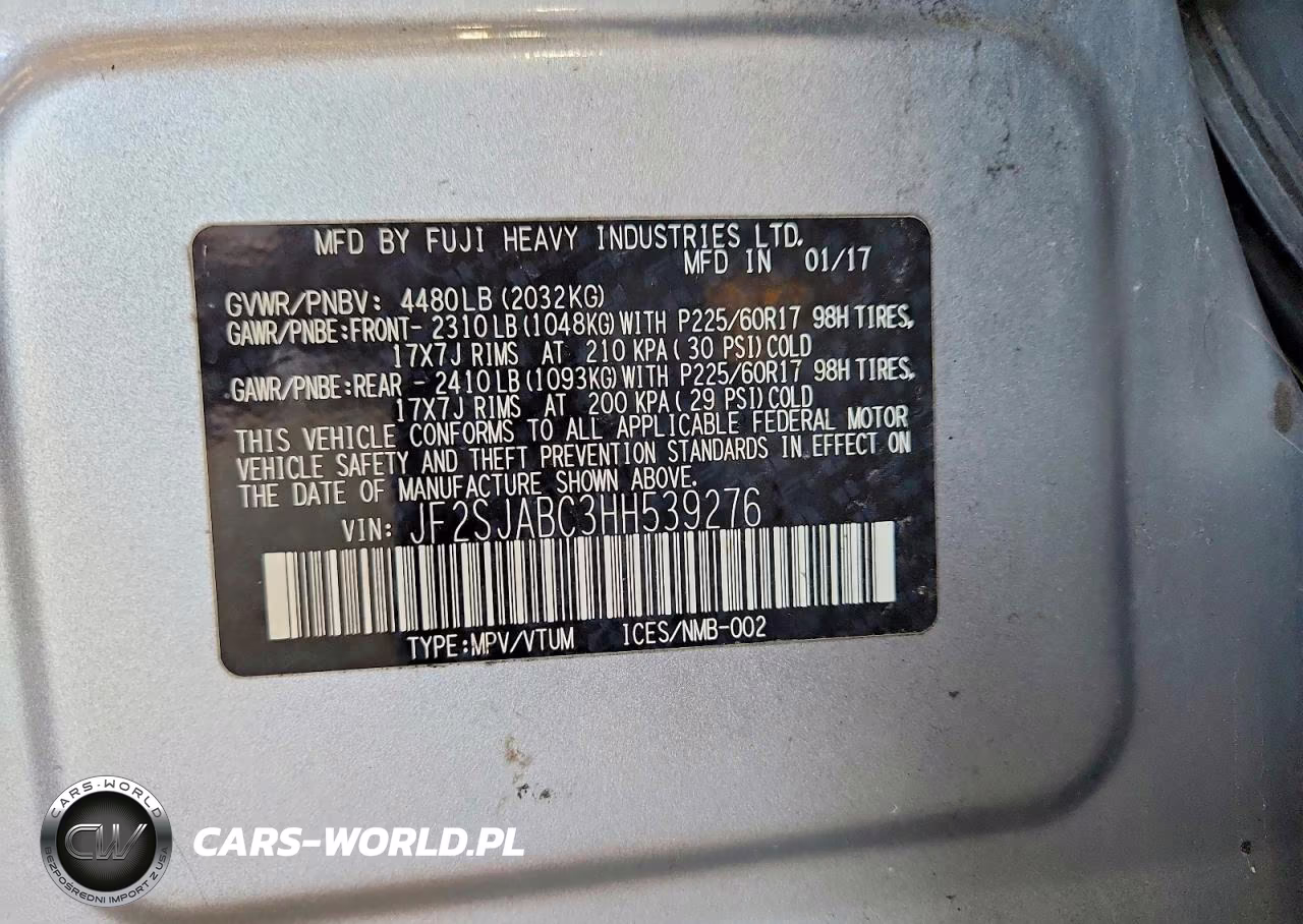 2017 Subaru Forester 2.5I VIN:JF2SJABC3HH539276 - 13