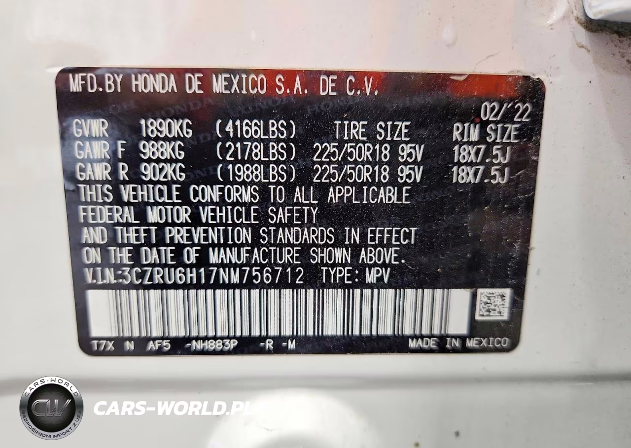 2022 Honda Hr-V Sport VIN:3CZRU6H17NM756712 - 12