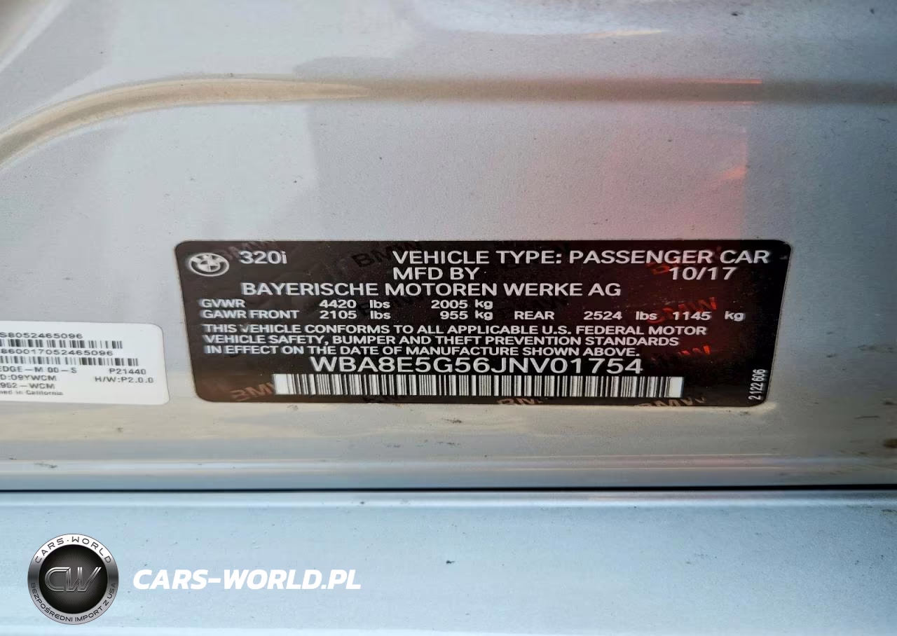2018 BMW 320 Xi VIN:WBA8E5G56JNV01754 - 12