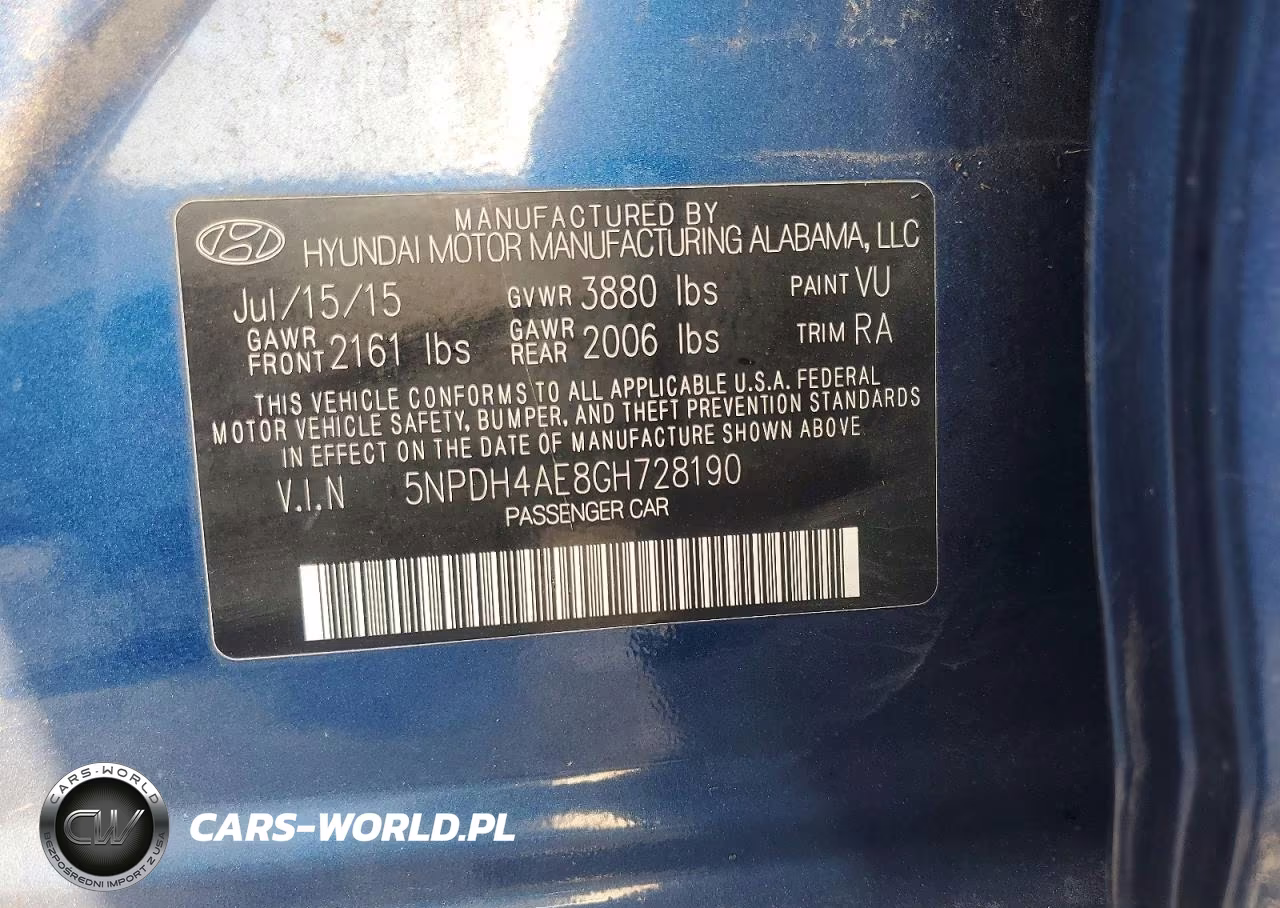 2016 Hyundai Elantra Se VIN:5NPDH4AE8GH728190 - 12