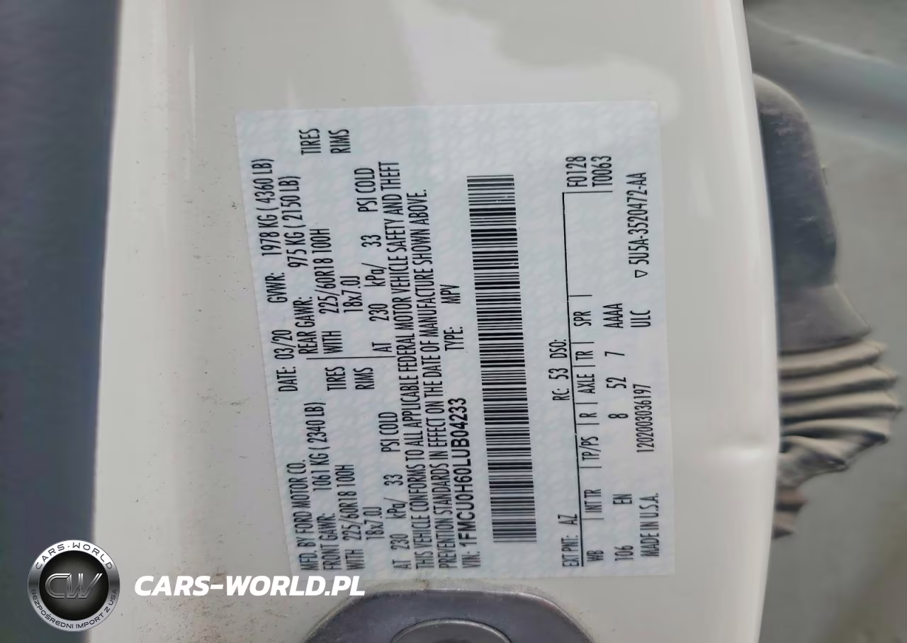 2020 Ford Escape Sel VIN:1FMCU0H60LUB04233 - 13