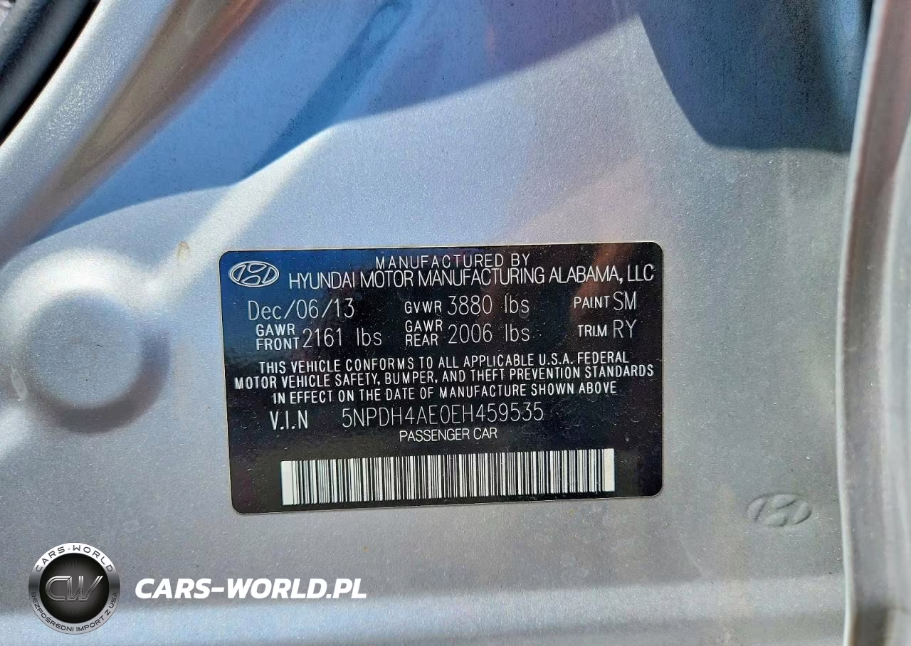 2014 Hyundai Elantra Limited VIN:5NPDH4AE0EH459535 - 12