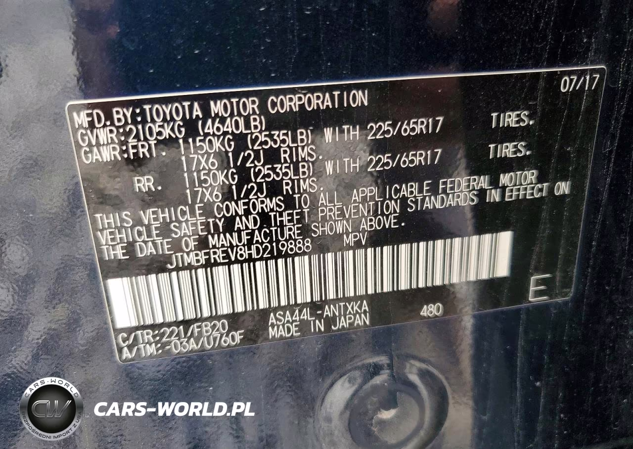 2017 Toyota Rav4 Le VIN:JTMBFREV8HD219888 - 13