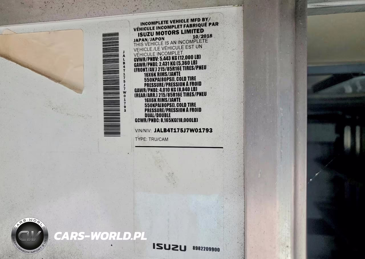 2018 Isuzu Reach Delivery Truck VIN:JALB4T175J7W01793 - 13