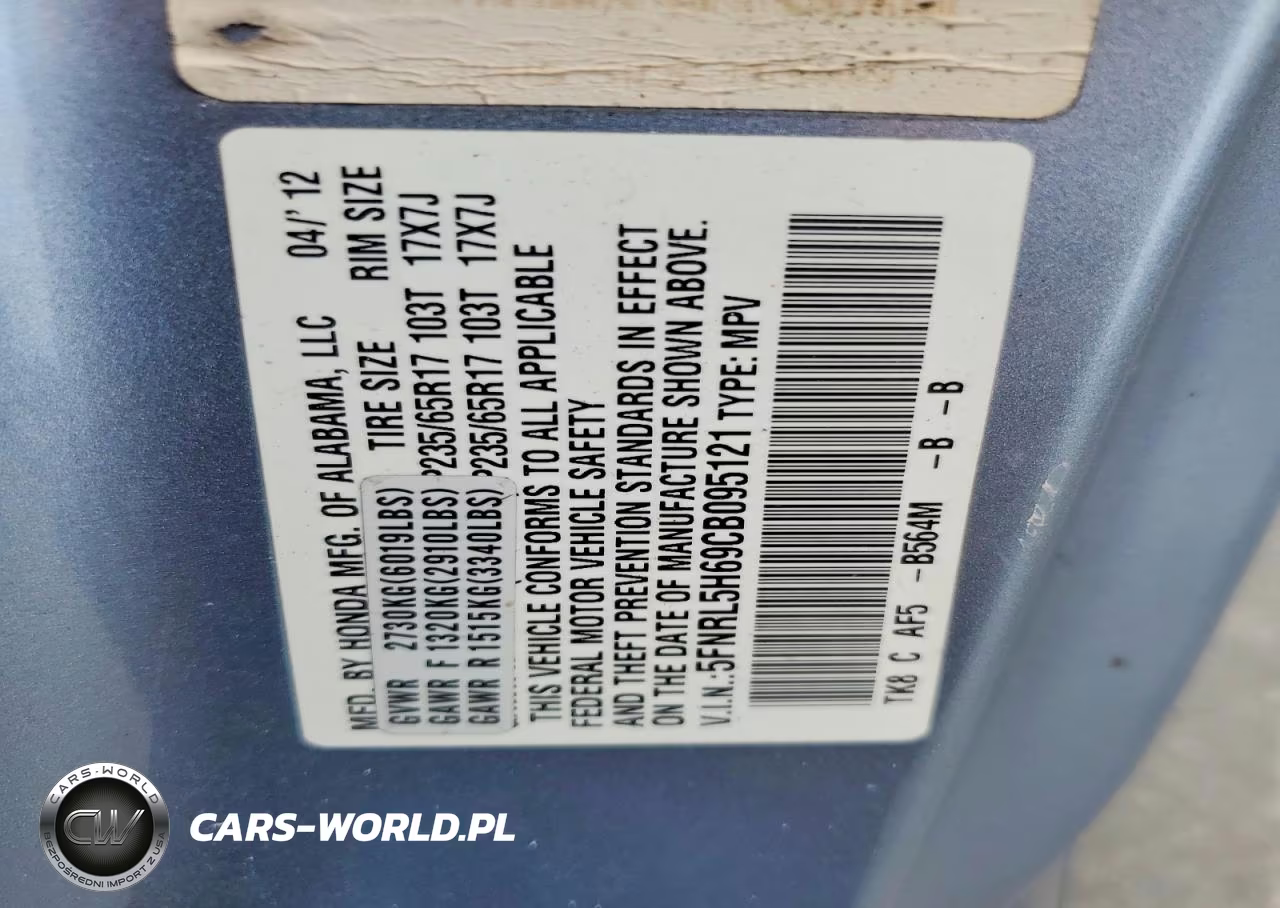 2012 Honda Odyssey Exl VIN:5FNRL5H69CB095121 - 13