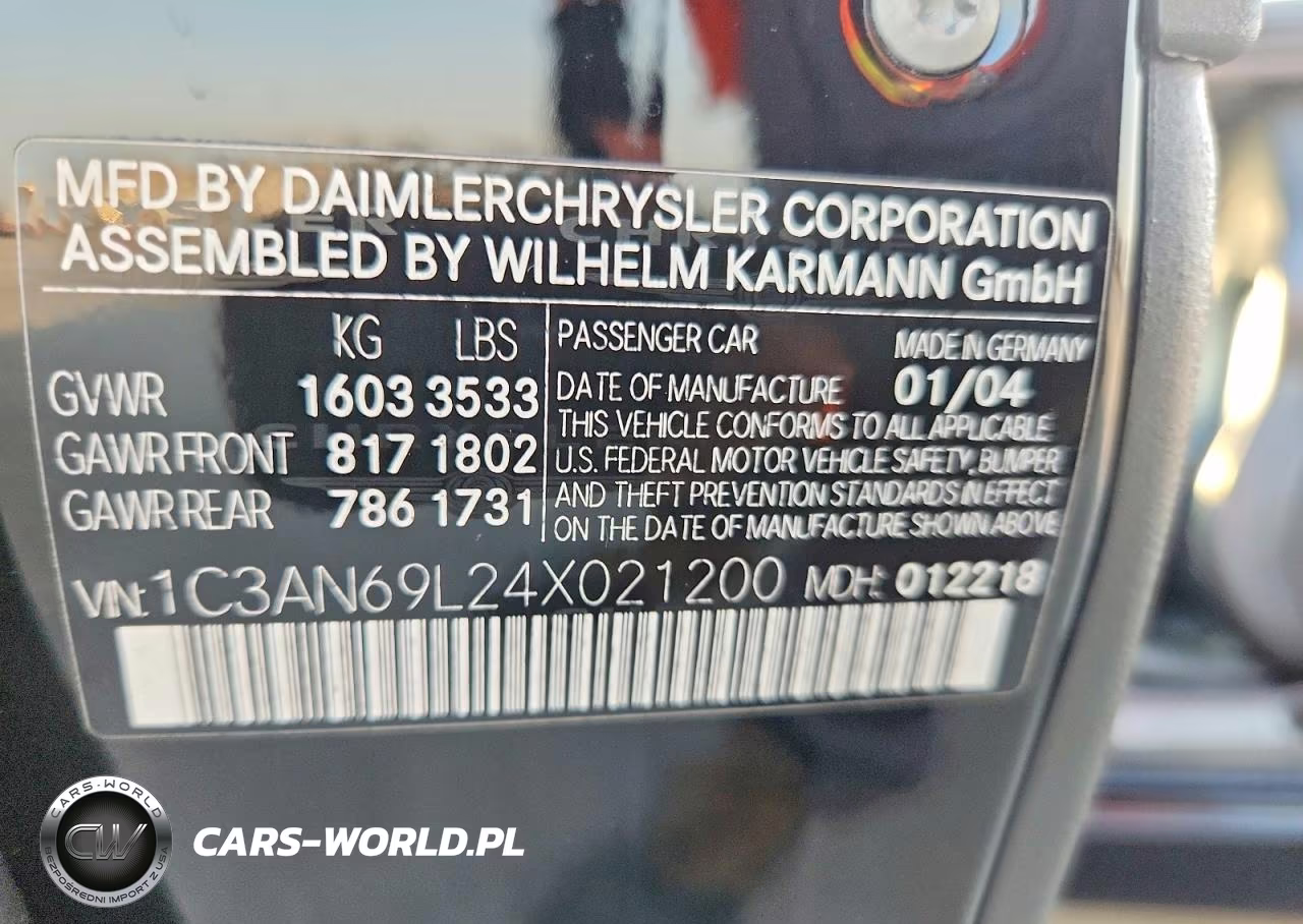 2004 Chrysler Crossfire Limited VIN:1C3AN69L24X021200 - 12