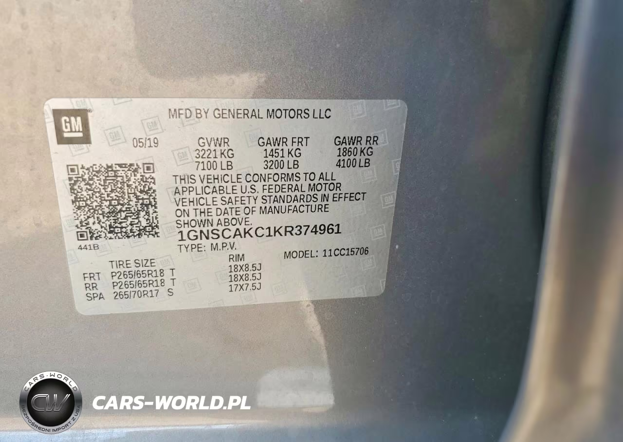 2019 Chevrolet Tahoe C1500 Ls VIN:1GNSCAKC1KR374961 - 13