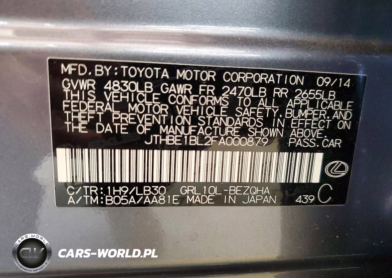2015 Lexus Gs 350 VIN:JTHBE1BL2FA000879 - 12