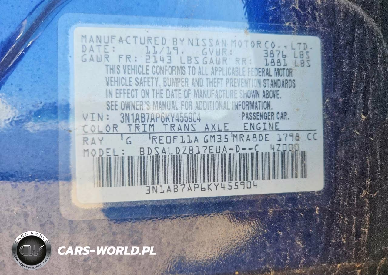 2019 Nissan Sentra Sv VIN:3N1AB7AP6KY455904 - 12