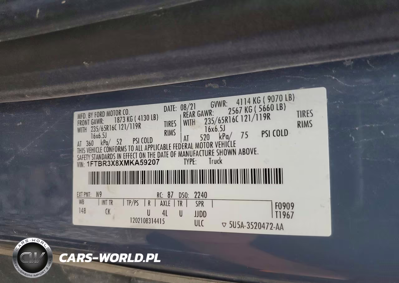 2021 Ford Transit 250 Delivery Van VIN:1FTBR3X8XMKA59207 - 13
