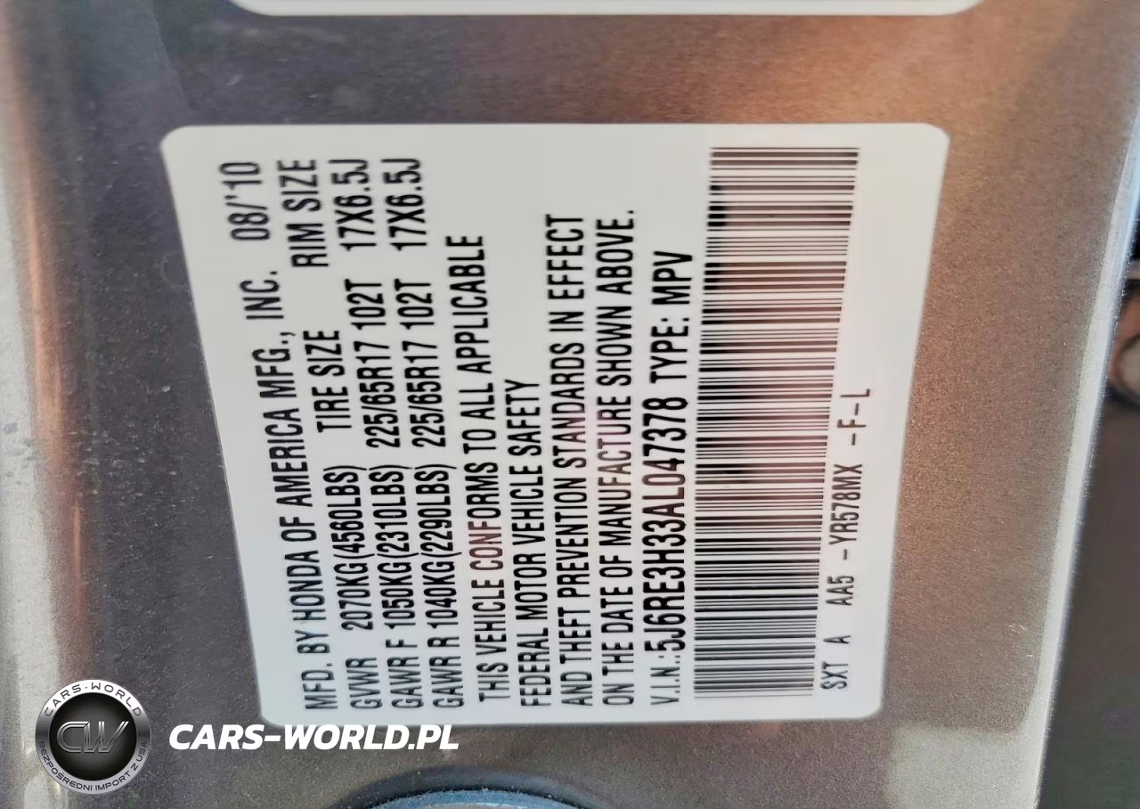 2010 Honda Cr-V Lx VIN:5J6RE3H33AL047378 - 13