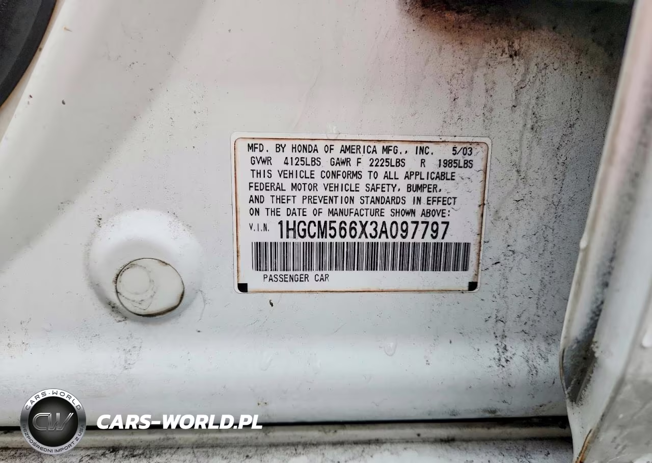2003 Honda Accord Ex VIN:1HGCM566X3A097797 - 13