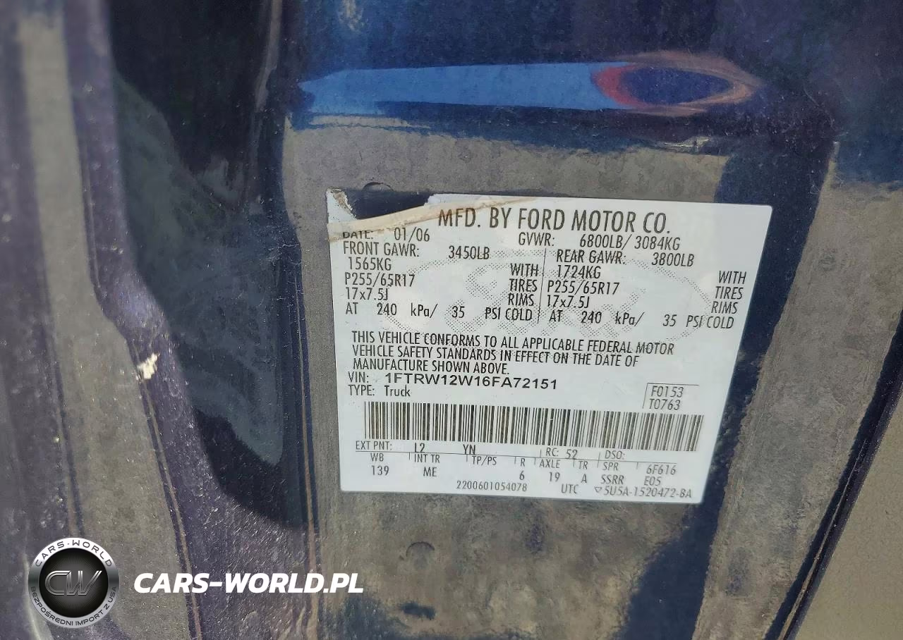 2006 Ford F150 Supercrew VIN:1FTRW12W16FA72151 - 12